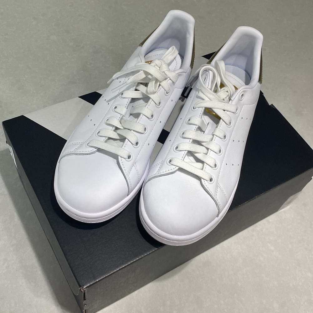 New ADIDAS ORIGINALS SNEAKER STAN SMITH WHITE/GOLD METALLIC WOMEN Size 10 in box - Picture 9 of 17